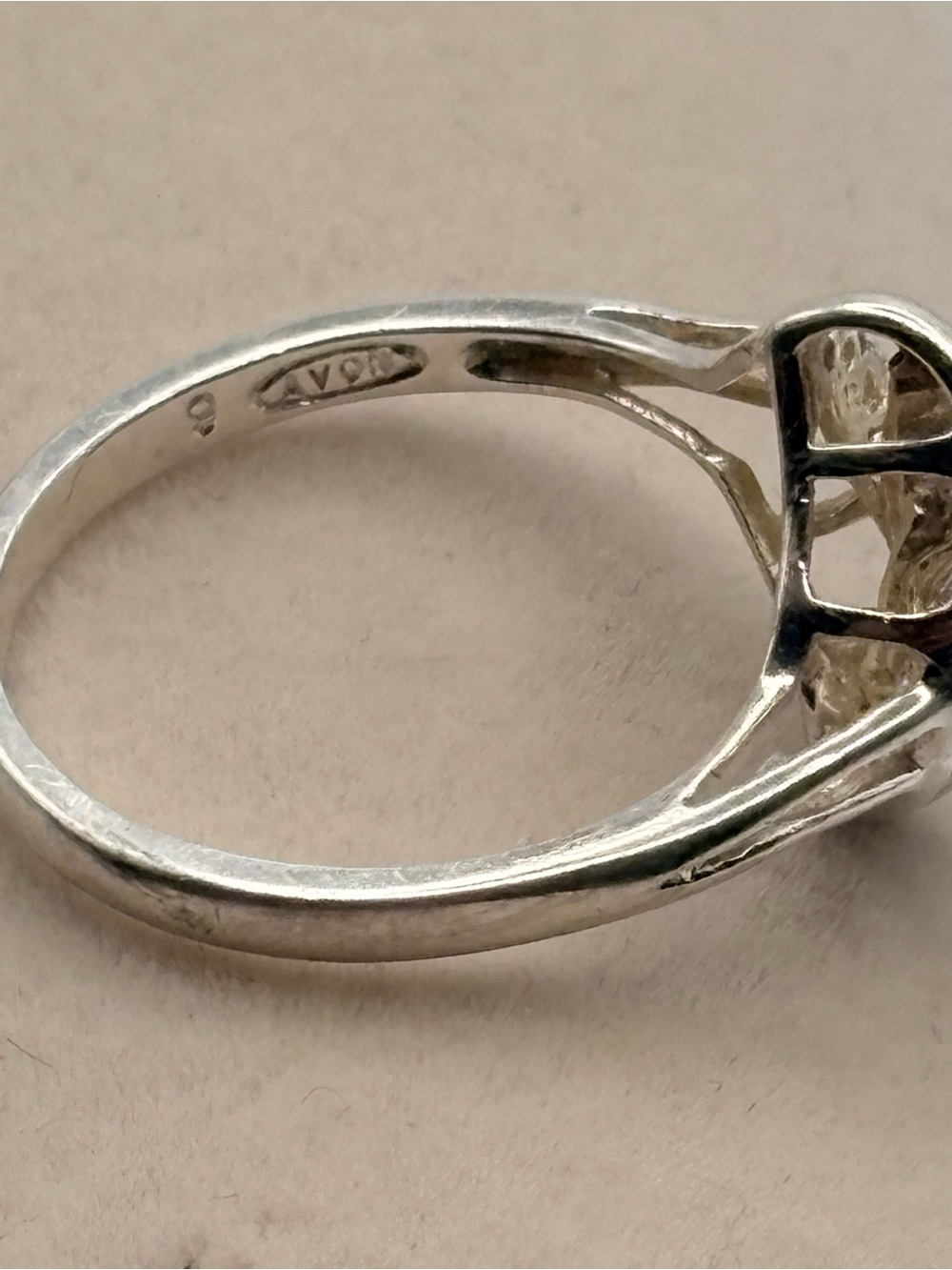 Avon 925 Sterling Silver Marquise Amethyst CZ Ring Size 9 Purple - Picture 7 of 7